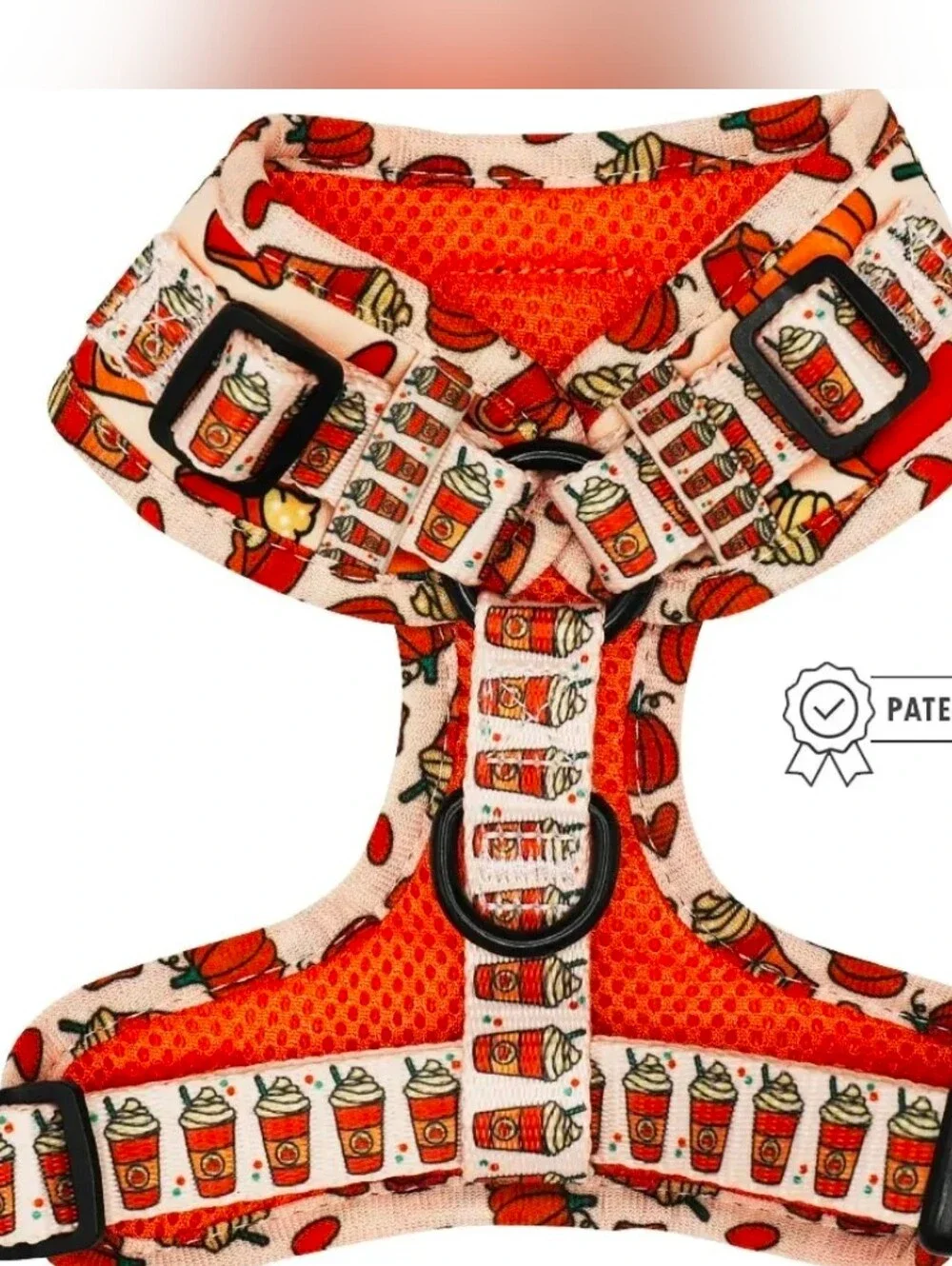 Pumpkin Spice Pattern Dog Harness - Orange